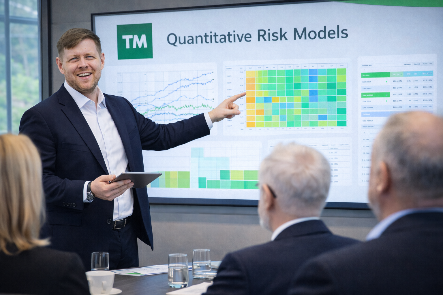 Business presentation in modern conference room